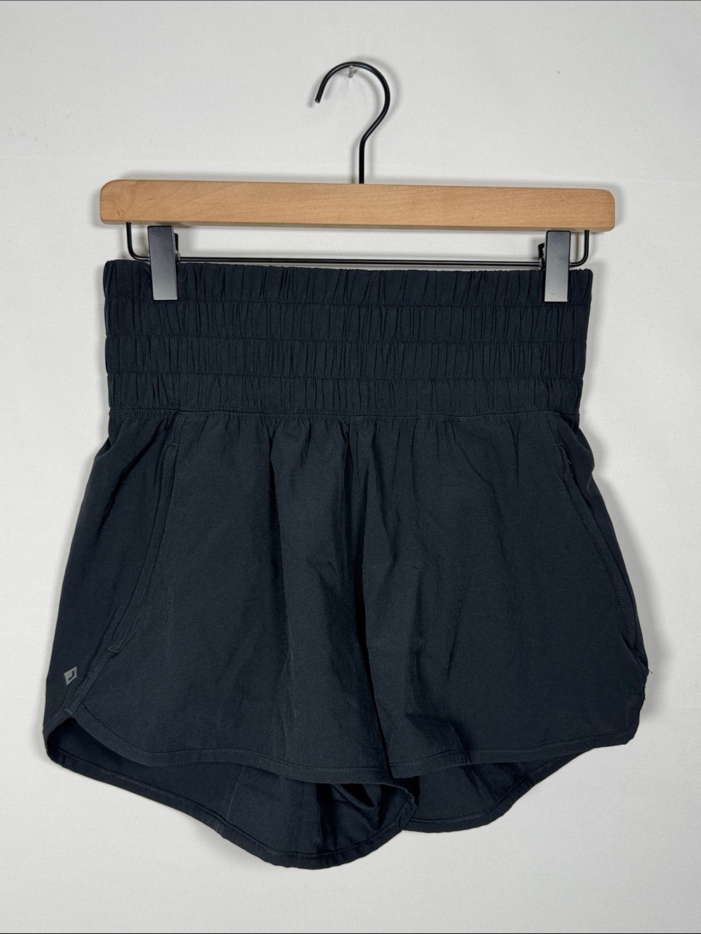 WAS14 {Abercrombie YPB} Black Wide Waist Micro Mini Running Gym Travel Shorts